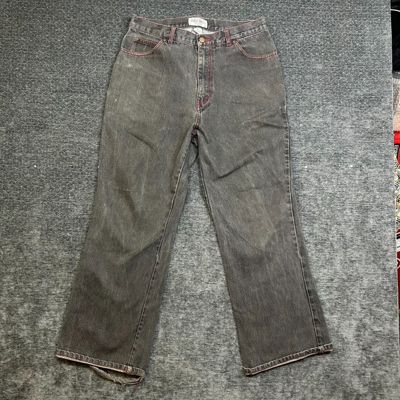 Juke Box Denim - Juke Box Jeans Women 16 Black Good Vintage High Rise Straight Red Stitch Denim